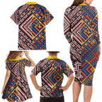 Tuvaluan and New Zealand Culture Family Matching Long Sleeve Bodycon Dress and Hawaiian Shirt The Art of Kolose and Taniko - Aussie Hoodie
