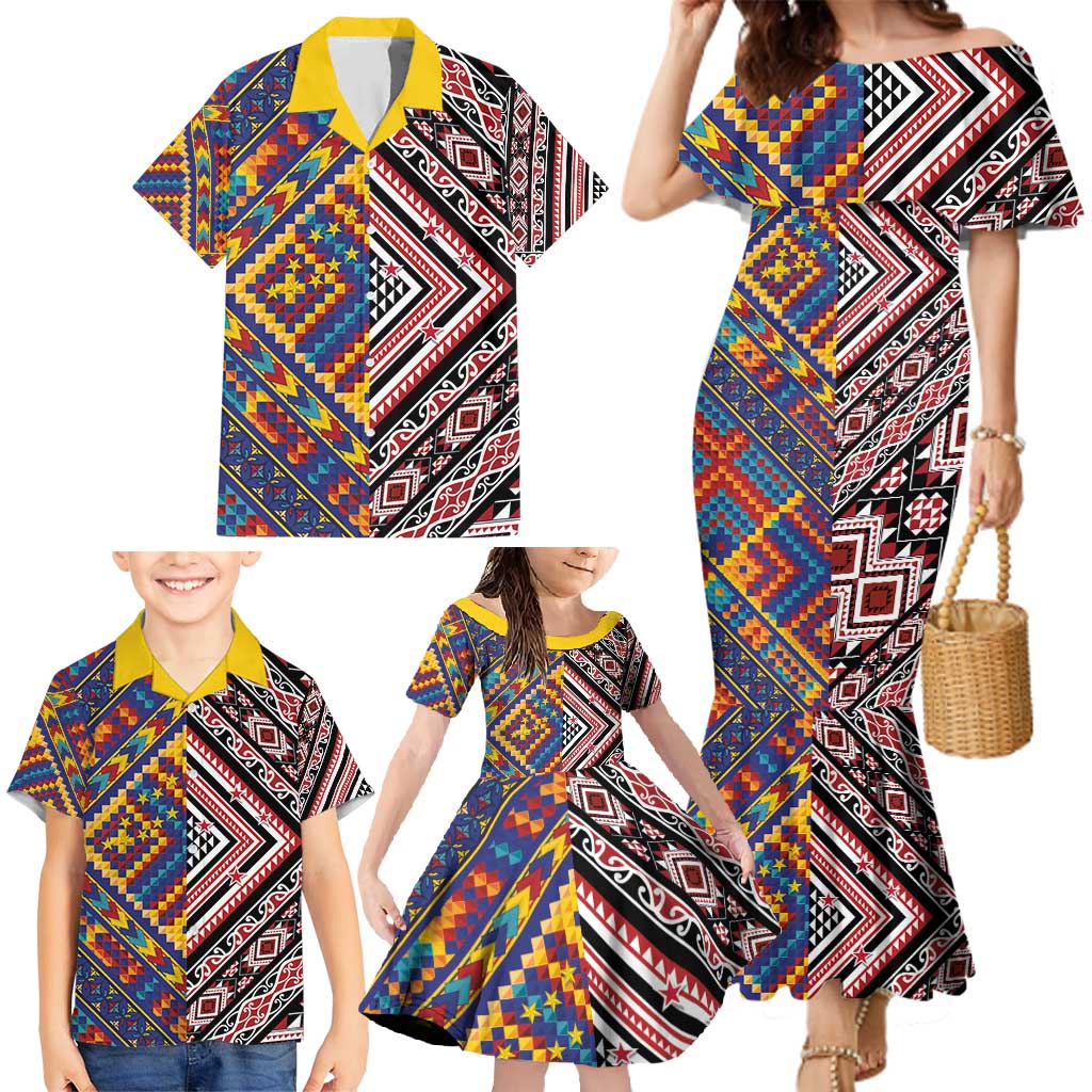 Tuvaluan and New Zealand Culture Family Matching Mermaid Dress and Hawaiian Shirt The Art of Kolose and Taniko - Aussie Hoodie