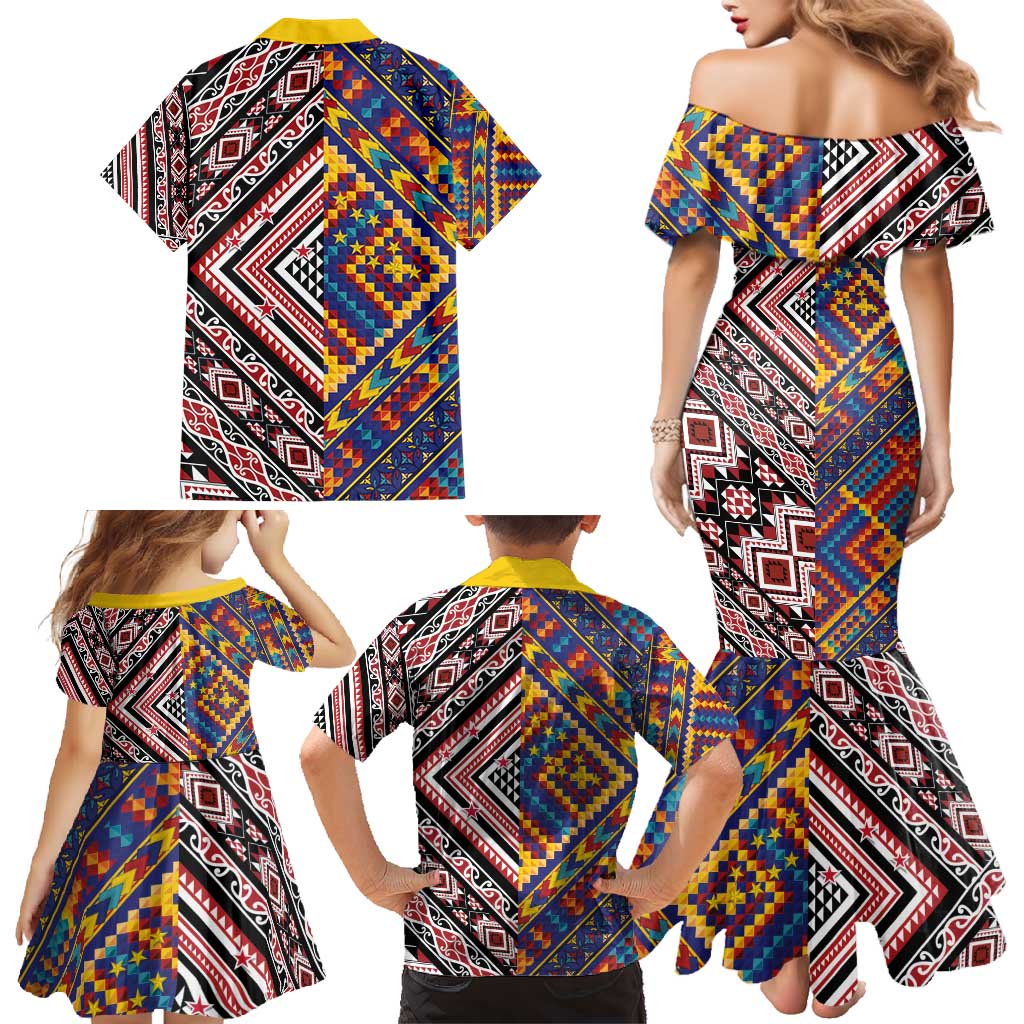 Tuvaluan and New Zealand Culture Family Matching Mermaid Dress and Hawaiian Shirt The Art of Kolose and Taniko - Aussie Hoodie