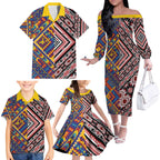Tuvaluan and New Zealand Culture Family Matching Off The Shoulder Long Sleeve Dress and Hawaiian Shirt The Art of Kolose and Taniko - Aussie Hoodie