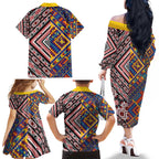 Tuvaluan and New Zealand Culture Family Matching Off The Shoulder Long Sleeve Dress and Hawaiian Shirt The Art of Kolose and Taniko - Aussie Hoodie