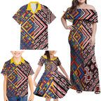 Tuvaluan and New Zealand Culture Family Matching Off Shoulder Maxi Dress and Hawaiian Shirt The Art of Kolose and Taniko - Aussie Hoodie