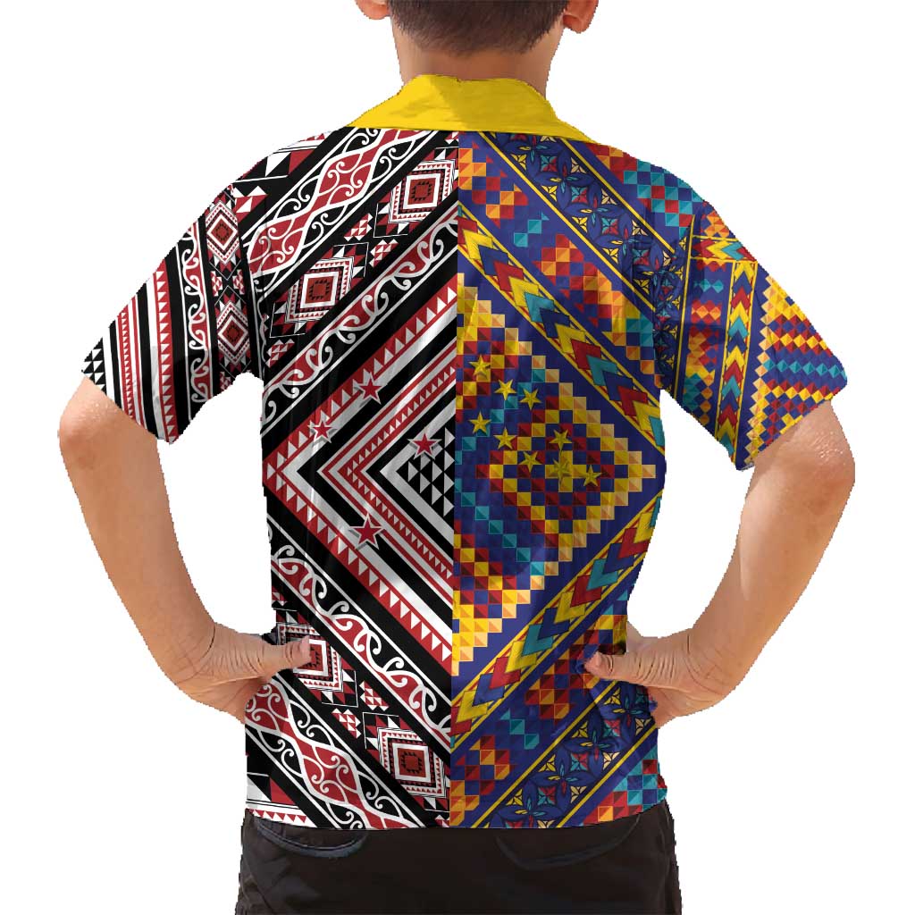 Tuvaluan and New Zealand Culture Family Matching Off Shoulder Maxi Dress and Hawaiian Shirt The Art of Kolose and Taniko - Aussie Hoodie