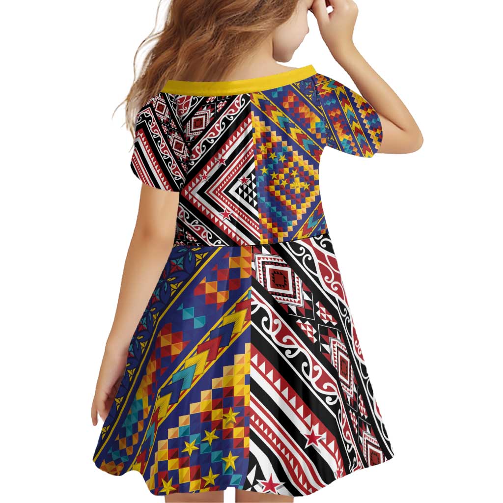 Tuvaluan and New Zealand Culture Family Matching Off Shoulder Short Dress and Hawaiian Shirt The Art of Kolose and Taniko - Aussie Hoodie