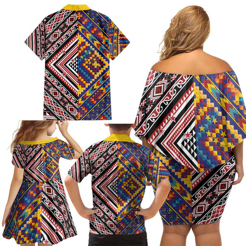 Tuvaluan and New Zealand Culture Family Matching Off Shoulder Short Dress and Hawaiian Shirt The Art of Kolose and Taniko - Aussie Hoodie