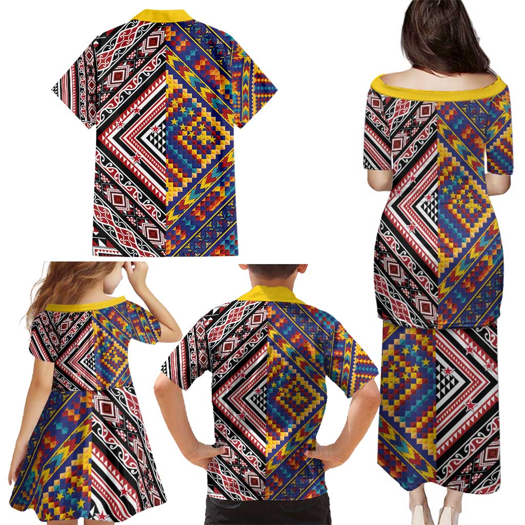 Tuvaluan and New Zealand Culture Family Matching Puletasi and Hawaiian Shirt The Art of Kolose and Taniko - Aussie Hoodie