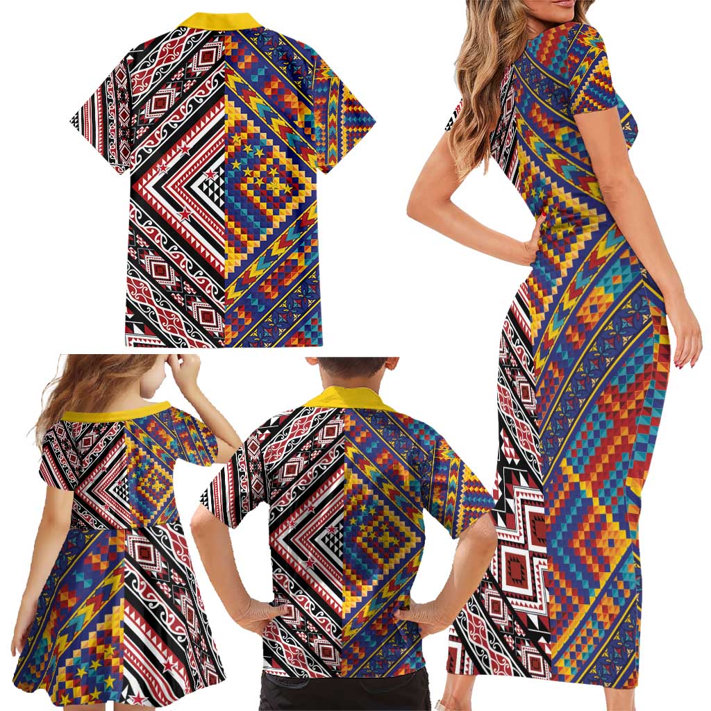 Tuvaluan and New Zealand Culture Family Matching Short Sleeve Bodycon Dress and Hawaiian Shirt The Art of Kolose and Taniko - Aussie Hoodie