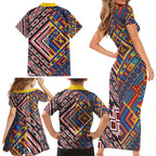 Tuvaluan and New Zealand Culture Family Matching Short Sleeve Bodycon Dress and Hawaiian Shirt The Art of Kolose and Taniko - Aussie Hoodie