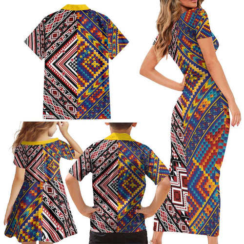 Tuvaluan and New Zealand Culture Family Matching Short Sleeve Bodycon Dress and Hawaiian Shirt The Art of Kolose and Taniko - Aussie Hoodie