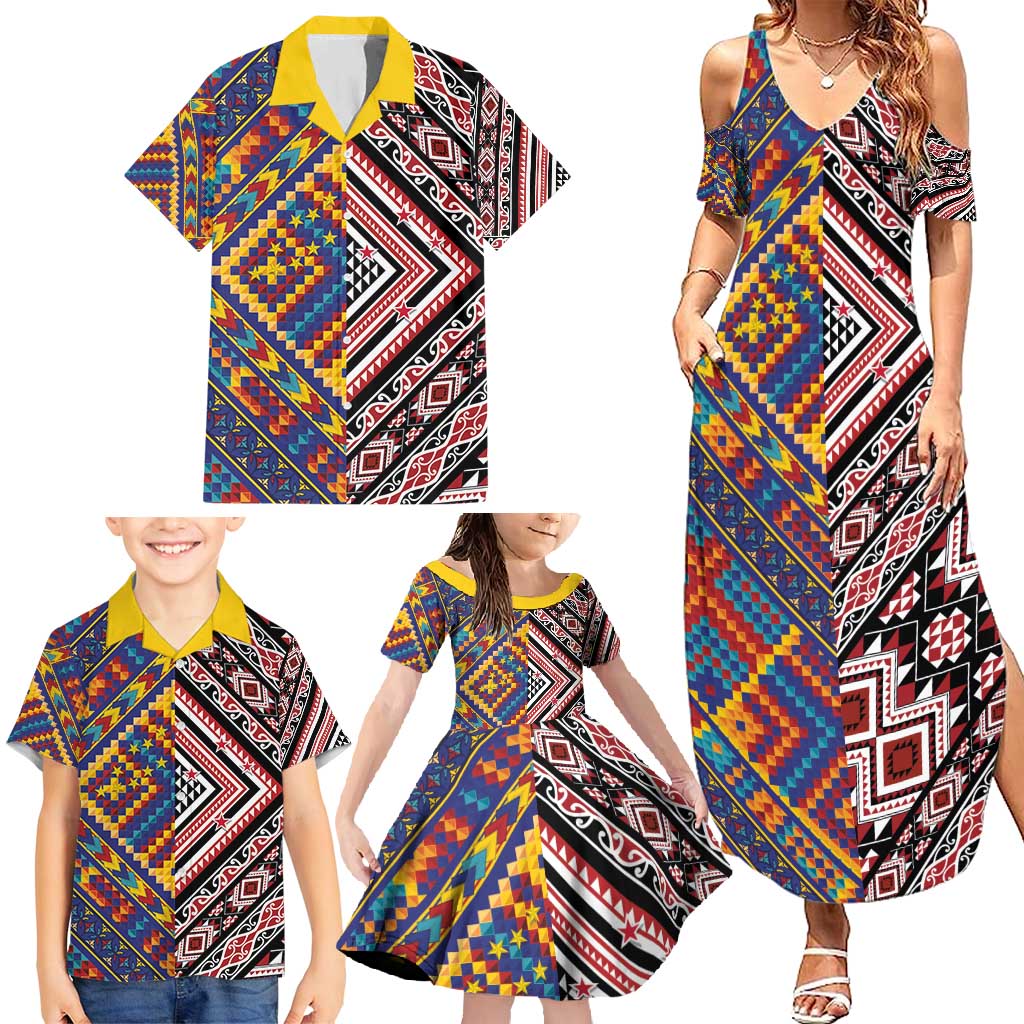 Tuvaluan and New Zealand Culture Family Matching Summer Maxi Dress and Hawaiian Shirt The Art of Kolose and Taniko - Aussie Hoodie