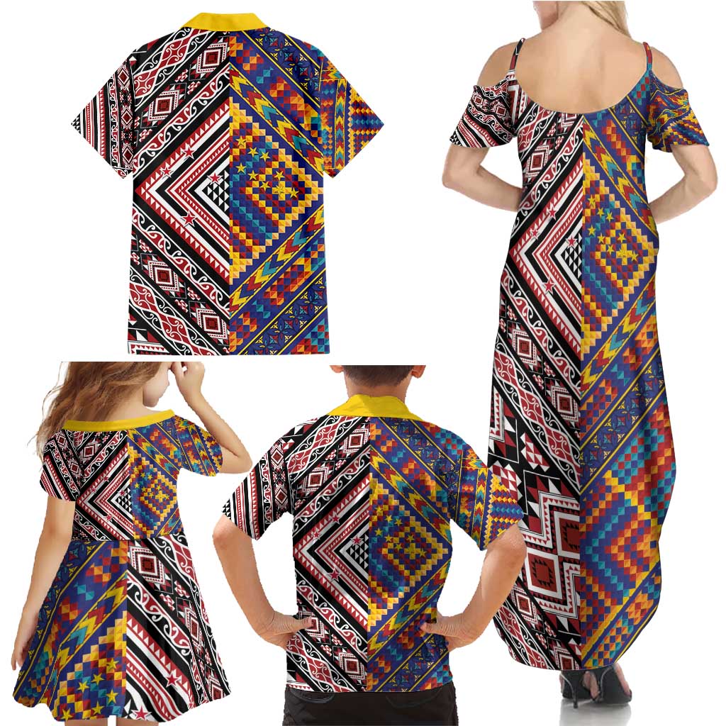 Tuvaluan and New Zealand Culture Family Matching Summer Maxi Dress and Hawaiian Shirt The Art of Kolose and Taniko - Aussie Hoodie