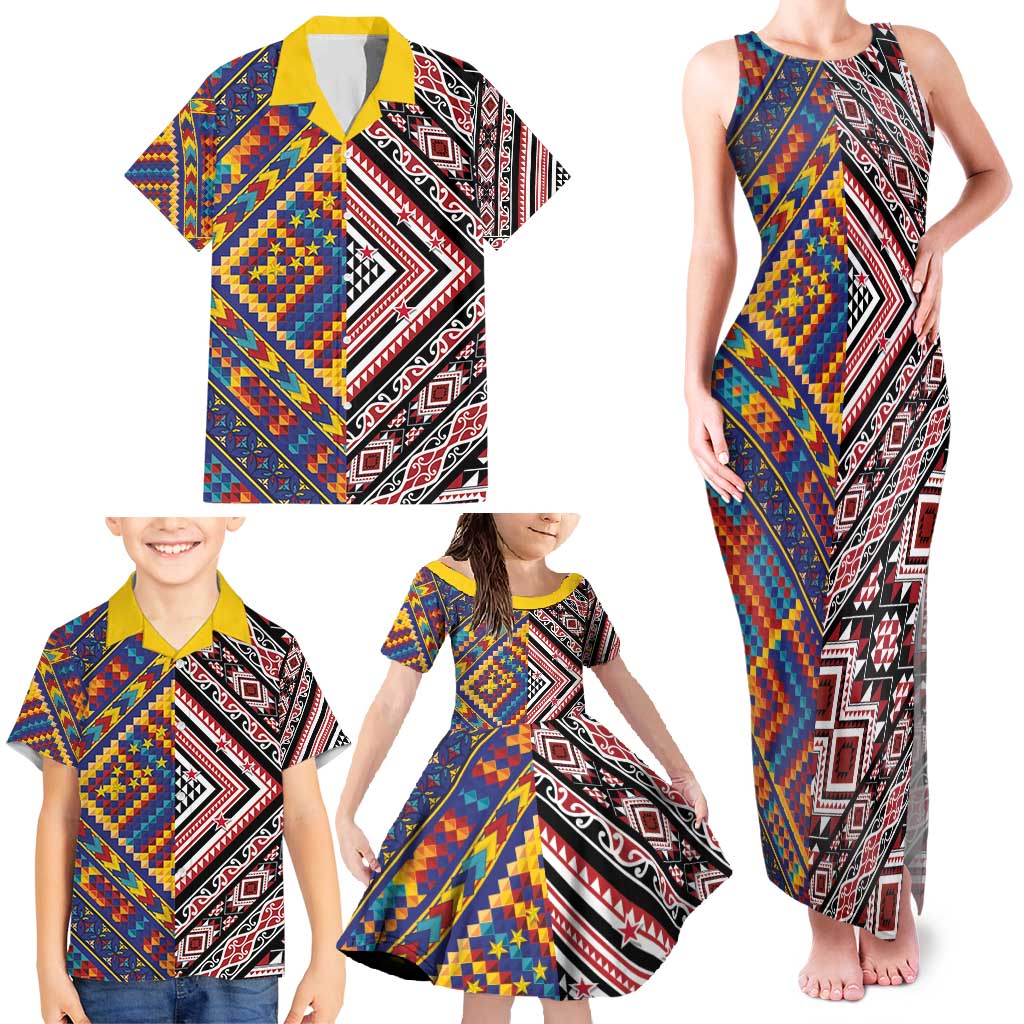 Tuvaluan and New Zealand Culture Family Matching Tank Maxi Dress and Hawaiian Shirt The Art of Kolose and Taniko - Aussie Hoodie