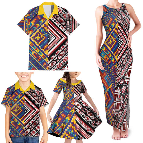 Tuvaluan and New Zealand Culture Family Matching Tank Maxi Dress and Hawaiian Shirt The Art of Kolose and Taniko - Aussie Hoodie