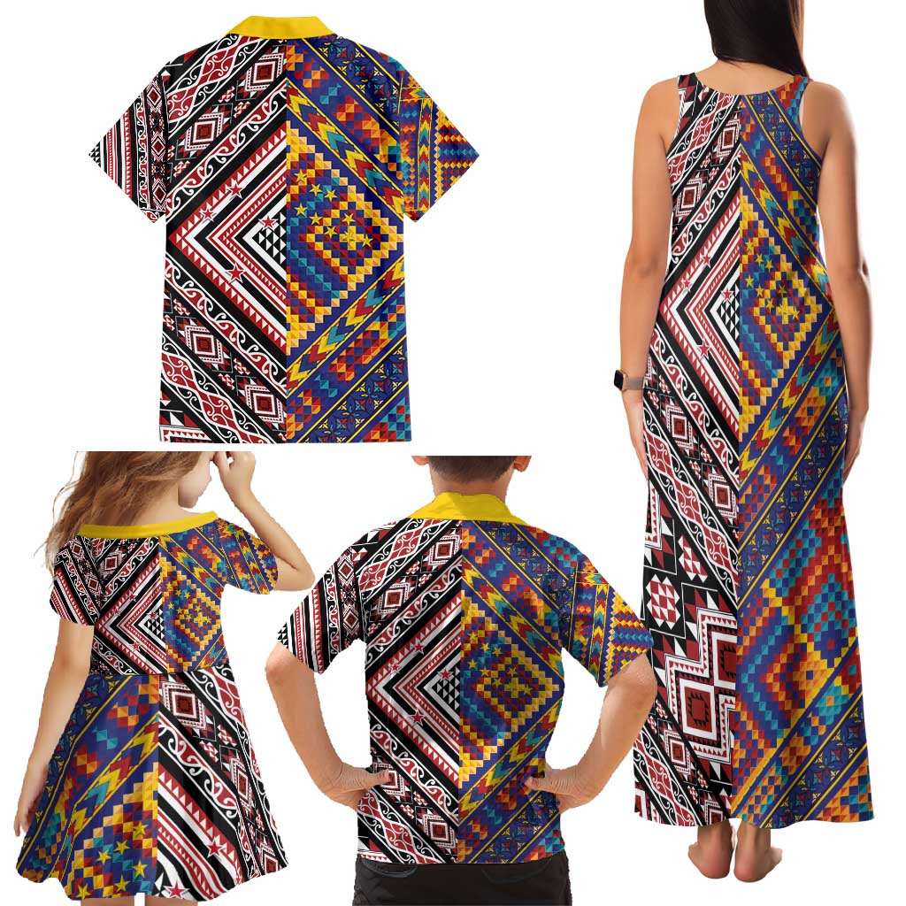 Tuvaluan and New Zealand Culture Family Matching Tank Maxi Dress and Hawaiian Shirt The Art of Kolose and Taniko - Aussie Hoodie