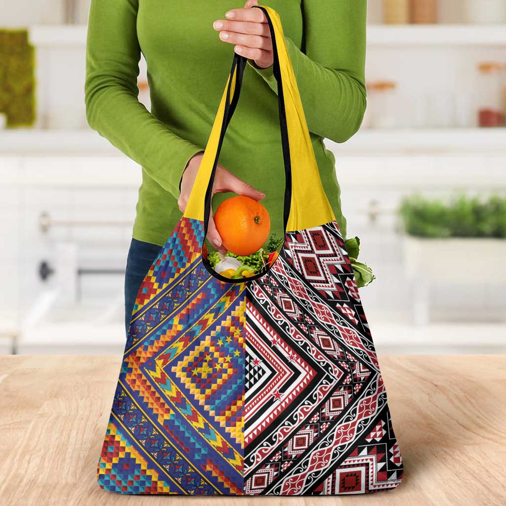 Tuvaluan and New Zealand Culture Grocery Bag The Art of Kolose and Taniko - Aussie Hoodie