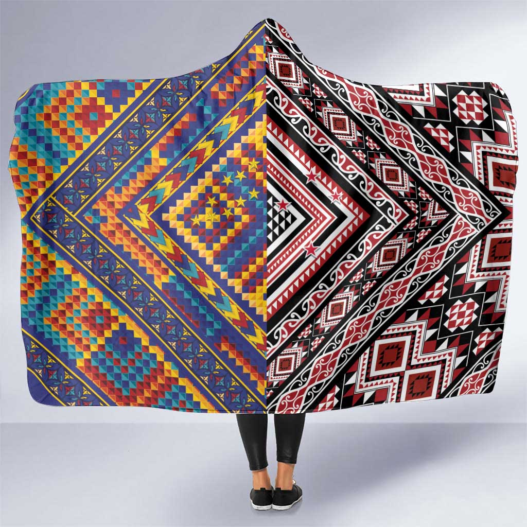 Tuvaluan and New Zealand Culture Hooded Blanket The Art of Kolose and Taniko - Aussie Hoodie