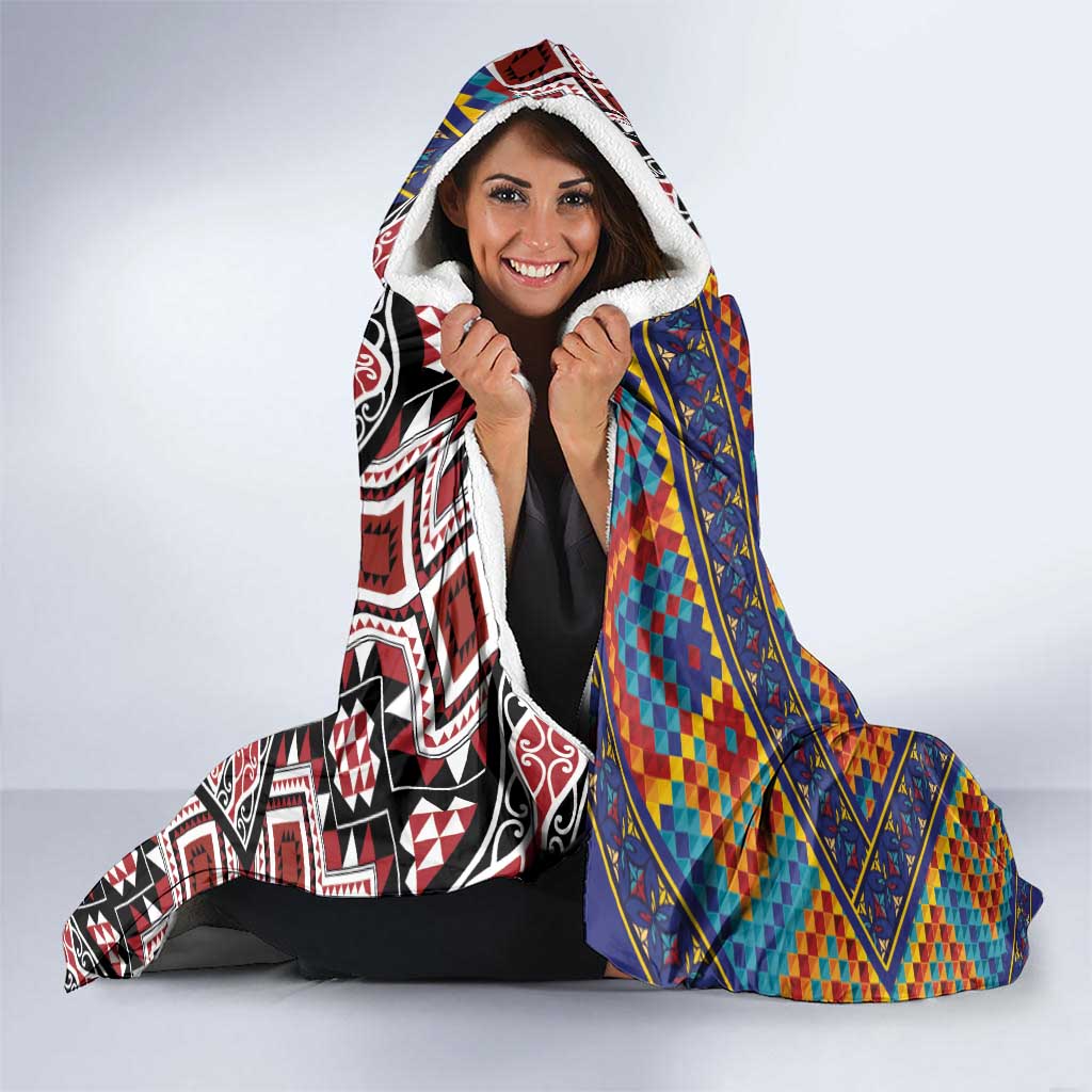 Tuvaluan and New Zealand Culture Hooded Blanket The Art of Kolose and Taniko - Aussie Hoodie