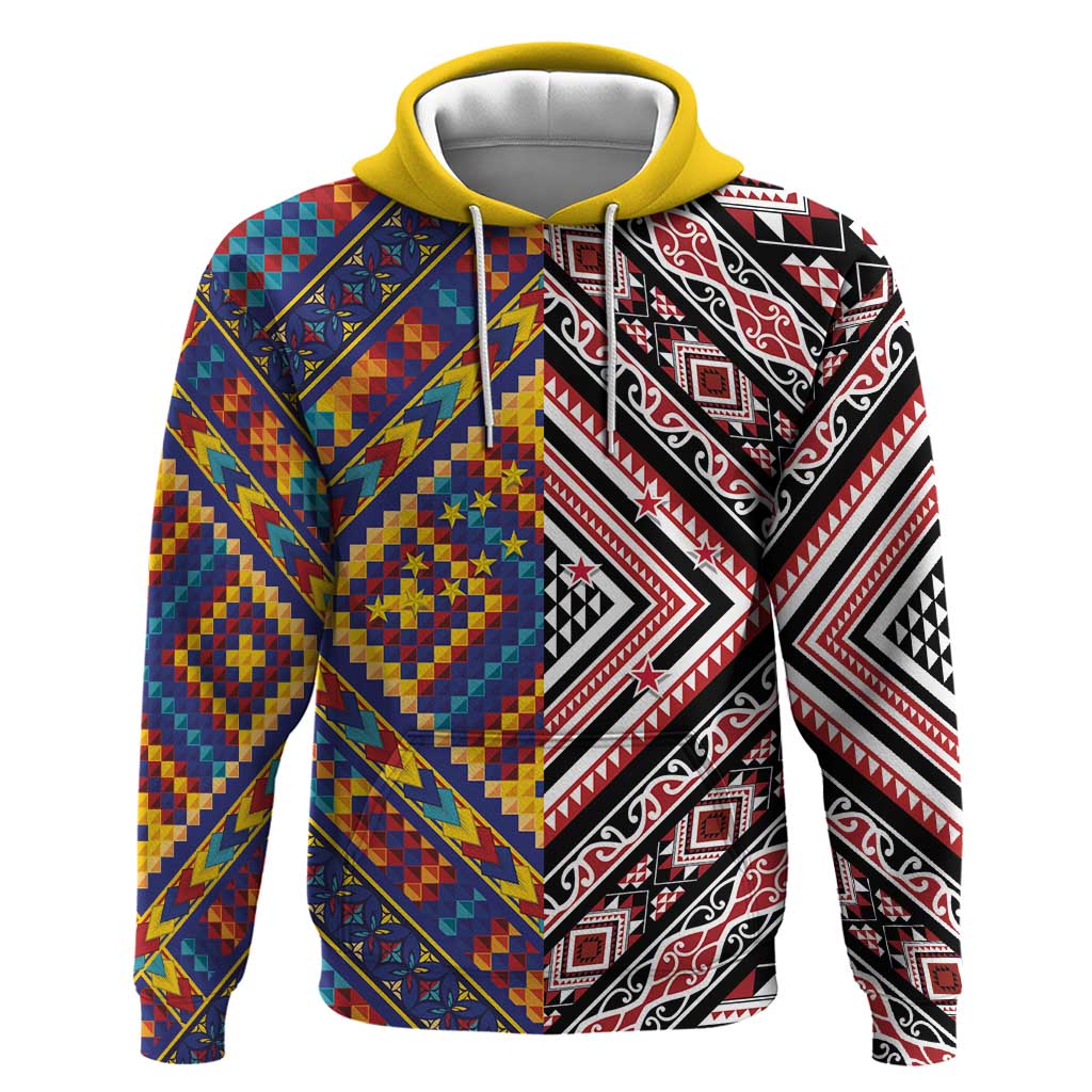 Tuvaluan and New Zealand Culture Hoodie The Art of Kolose and Taniko - Aussie Hoodie