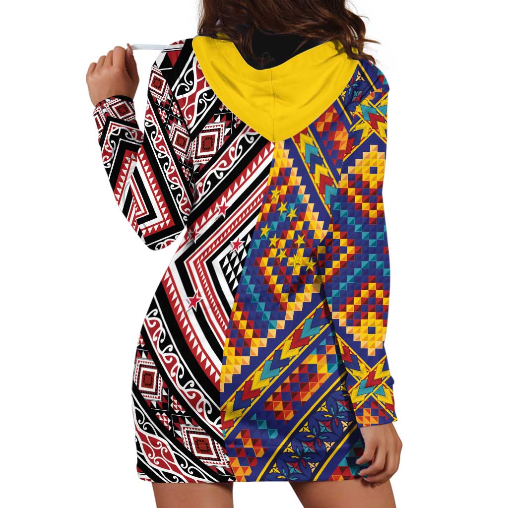 Tuvaluan and New Zealand Culture Hoodie Dress The Art of Kolose and Taniko - Aussie Hoodie