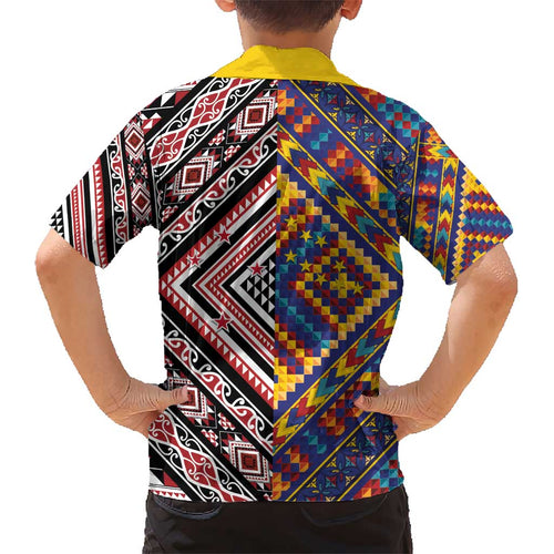 Tuvaluan and New Zealand Culture Kid Hawaiian Shirt The Art of Kolose and Taniko - Aussie Hoodie