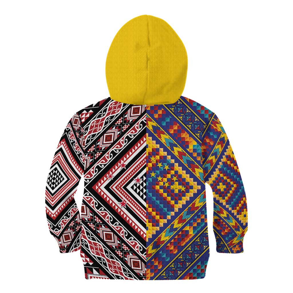 Tuvaluan and New Zealand Culture Kid Hoodie The Art of Kolose and Taniko - Aussie Hoodie