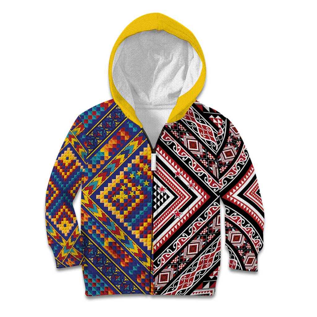 Tuvaluan and New Zealand Culture Kid Hoodie The Art of Kolose and Taniko - Aussie Hoodie
