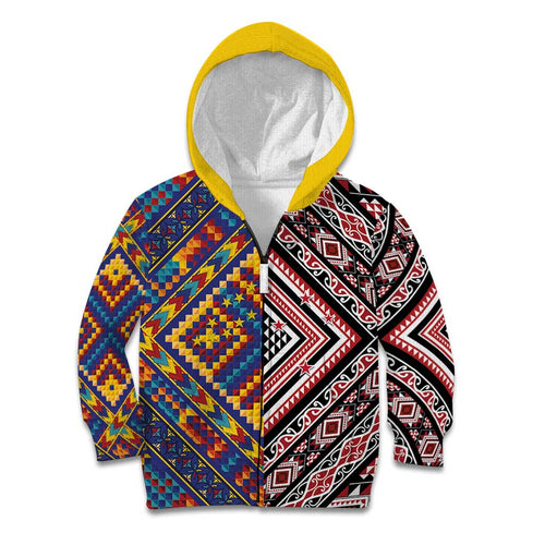 Tuvaluan and New Zealand Culture Kid Hoodie The Art of Kolose and Taniko - Aussie Hoodie