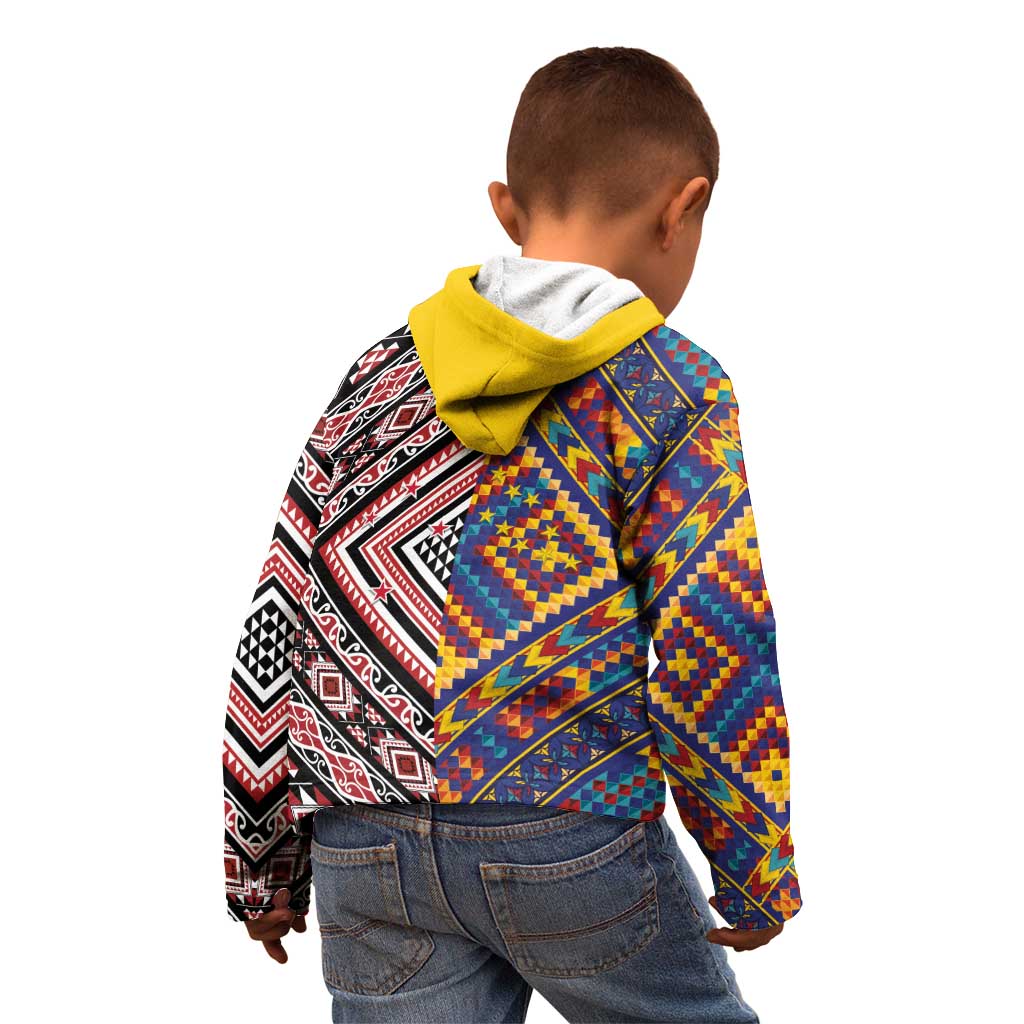 Tuvaluan and New Zealand Culture Kid Hoodie The Art of Kolose and Taniko - Aussie Hoodie