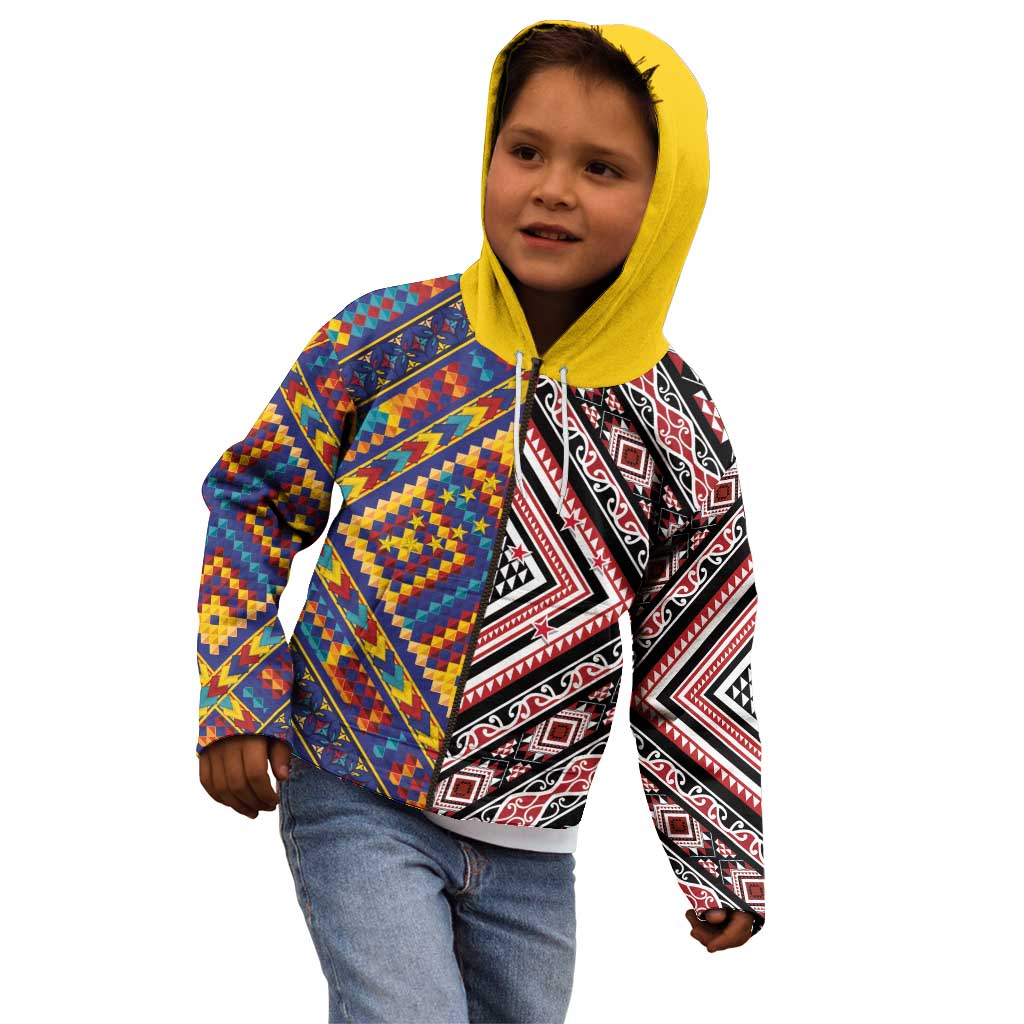 Tuvaluan and New Zealand Culture Kid Hoodie The Art of Kolose and Taniko - Aussie Hoodie