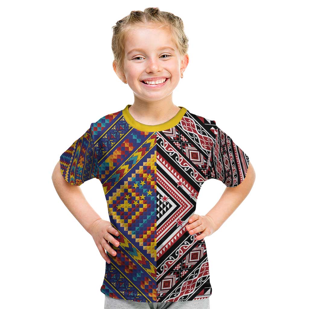 Tuvaluan and New Zealand Culture Kid T Shirt The Art of Kolose and Taniko - Aussie Hoodie