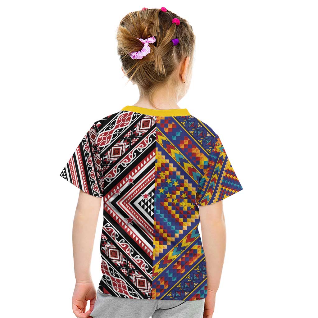 Tuvaluan and New Zealand Culture Kid T Shirt The Art of Kolose and Taniko - Aussie Hoodie