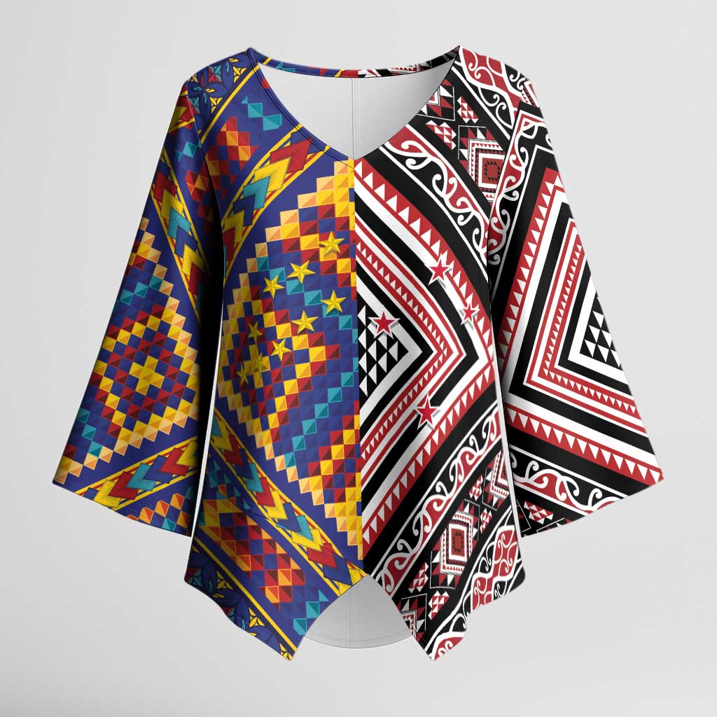 Tuvaluan and New Zealand Culture Kimono Sleeve Blouse The Art of Kolose and Taniko - Aussie Hoodie