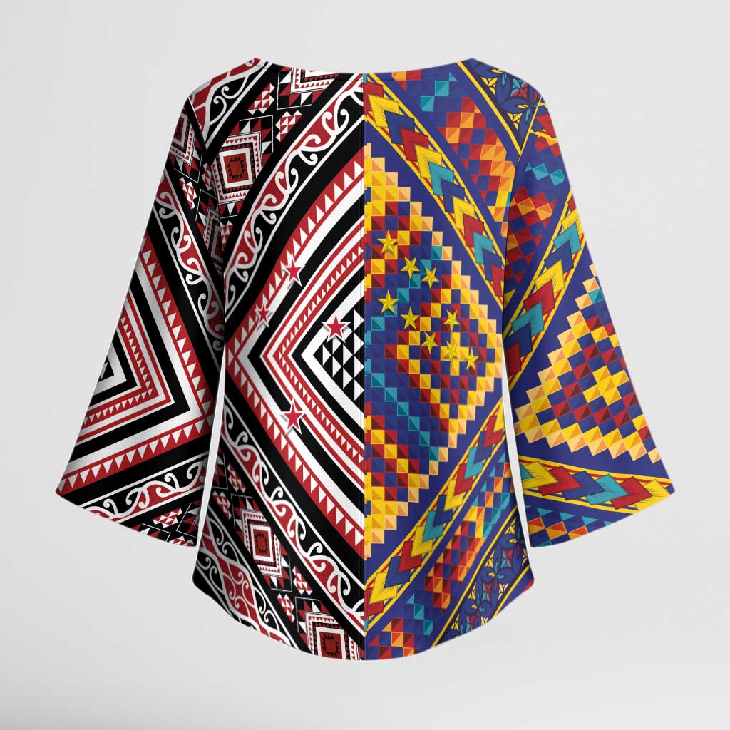 Tuvaluan and New Zealand Culture Kimono Sleeve Blouse The Art of Kolose and Taniko - Aussie Hoodie