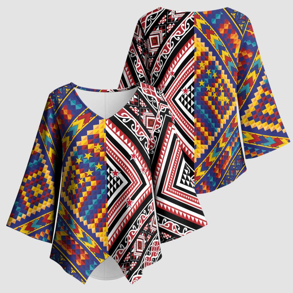 Tuvaluan and New Zealand Culture Kimono Sleeve Blouse The Art of Kolose and Taniko - Aussie Hoodie