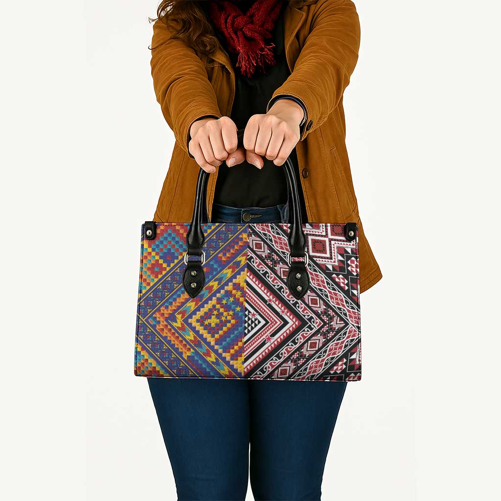 Tuvaluan and New Zealand Culture Leather Bag The Art of Kolose and Taniko - Aussie Hoodie