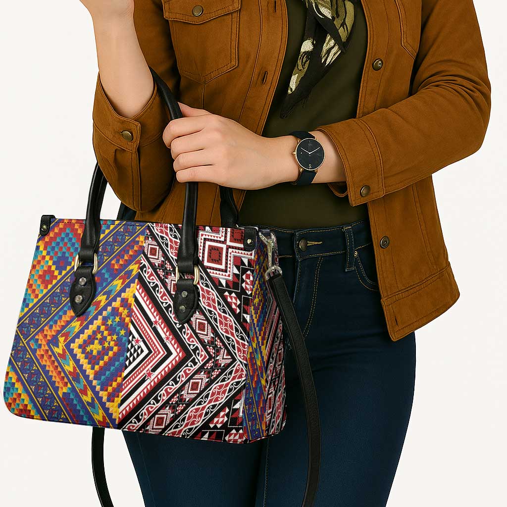 Tuvaluan and New Zealand Culture Leather Bag The Art of Kolose and Taniko - Aussie Hoodie