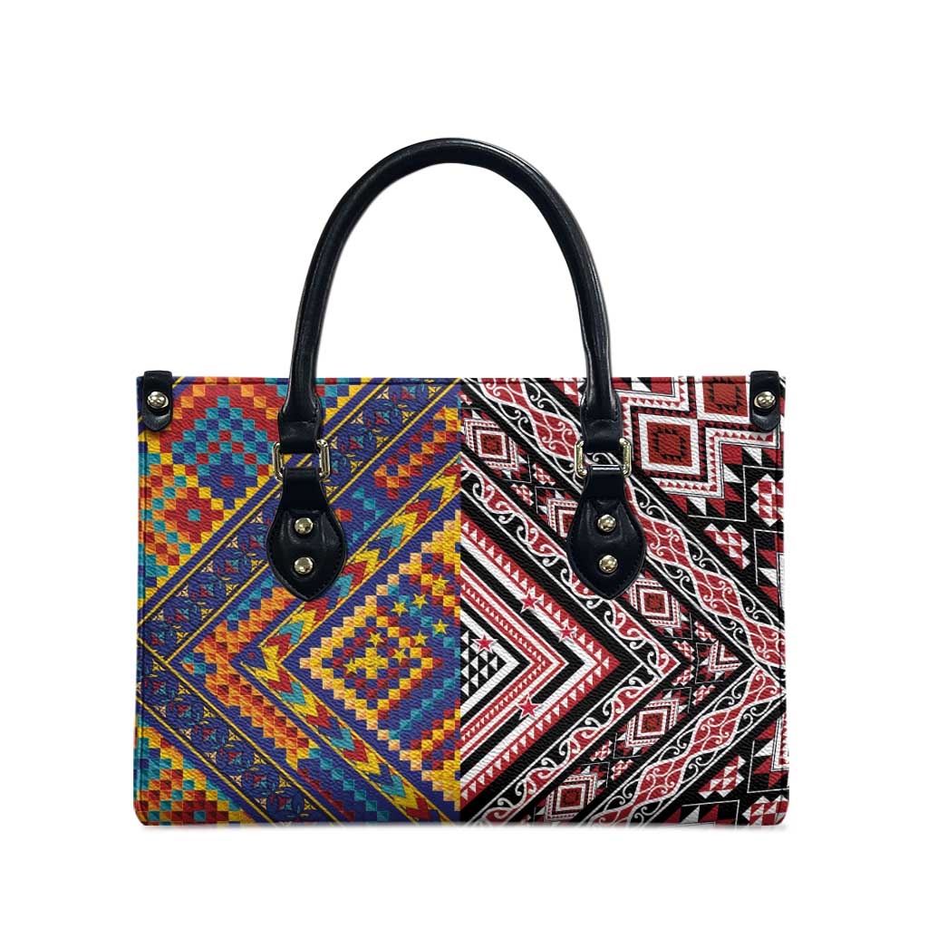 Tuvaluan and New Zealand Culture Leather Bag The Art of Kolose and Taniko - Aussie Hoodie