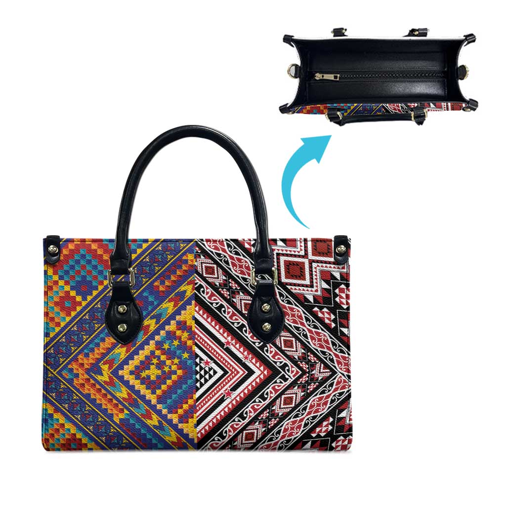 Tuvaluan and New Zealand Culture Leather Bag The Art of Kolose and Taniko - Aussie Hoodie