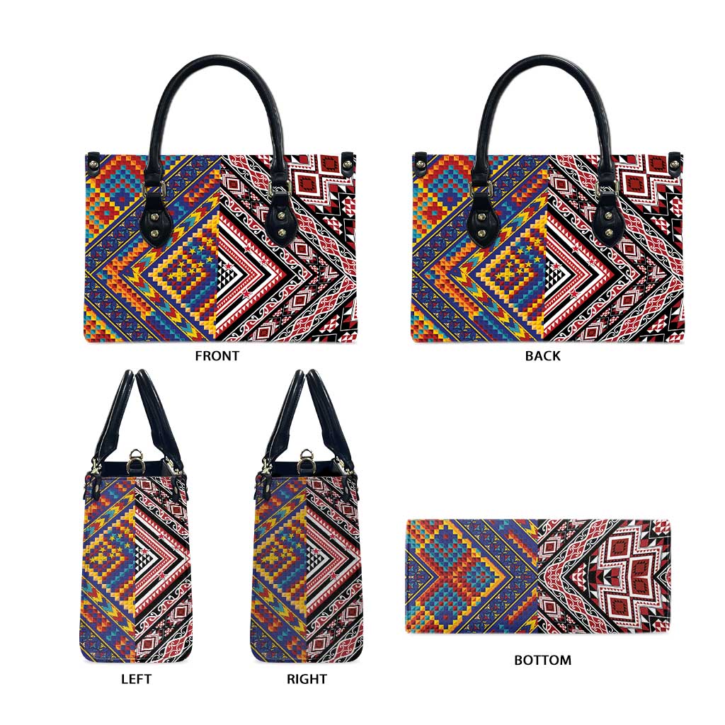Tuvaluan and New Zealand Culture Leather Bag The Art of Kolose and Taniko - Aussie Hoodie