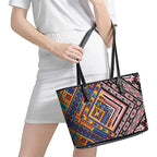 Tuvaluan and New Zealand Culture Leather Tote Bag The Art of Kolose and Taniko - Aussie Hoodie