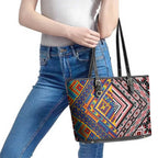 Tuvaluan and New Zealand Culture Leather Tote Bag The Art of Kolose and Taniko - Aussie Hoodie