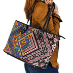 Tuvaluan and New Zealand Culture Leather Tote Bag The Art of Kolose and Taniko - Aussie Hoodie