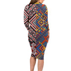 Tuvaluan and New Zealand Culture Long Sleeve Bodycon Dress The Art of Kolose and Taniko - Aussie Hoodie