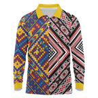 Tuvaluan and New Zealand Culture Long Sleeve Polo Shirt The Art of Kolose and Taniko - Aussie Hoodie