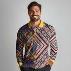 Tuvaluan and New Zealand Culture Long Sleeve Polo Shirt The Art of Kolose and Taniko - Aussie Hoodie