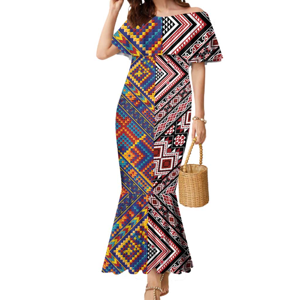Tuvaluan and New Zealand Culture Mermaid Dress The Art of Kolose and Taniko - Aussie Hoodie