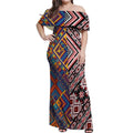Tuvaluan and New Zealand Culture Off Shoulder Maxi Dress The Art of Kolose and Taniko - Aussie Hoodie