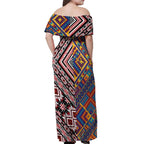 Tuvaluan and New Zealand Culture Off Shoulder Maxi Dress The Art of Kolose and Taniko - Aussie Hoodie