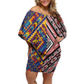 Tuvaluan and New Zealand Culture Off Shoulder Short Dress The Art of Kolose and Taniko - Aussie Hoodie