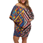 Tuvaluan and New Zealand Culture Off Shoulder Short Dress The Art of Kolose and Taniko - Aussie Hoodie